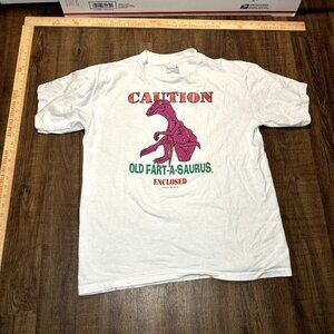 Dinosaur OLD FART A SAURUS Jr Rare Vintage White T Shirt 1993 Butthead Large